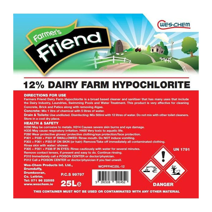 Farmer's Friend 12% Hypochlorite Chlorus 25L