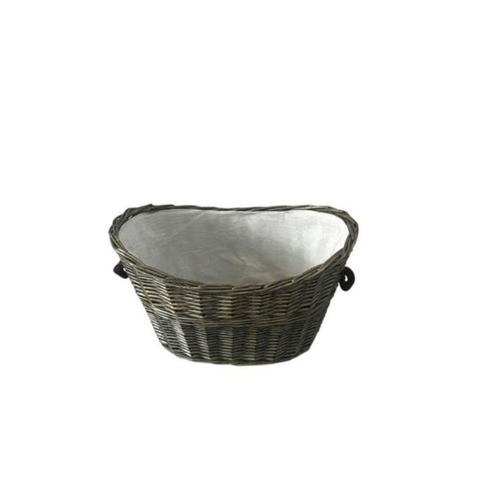 Oval Grey Willow Lined Basket with Rope Handles