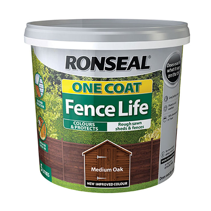 Ronseal One Coat Fence Life 5L Medium Oak