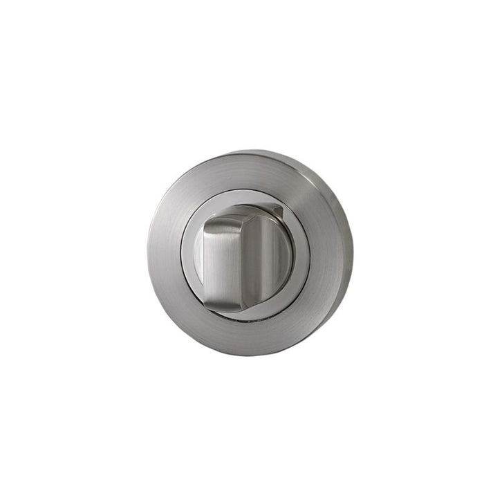 Eden Lever on Rose Privacy Door Set Satin Nickel