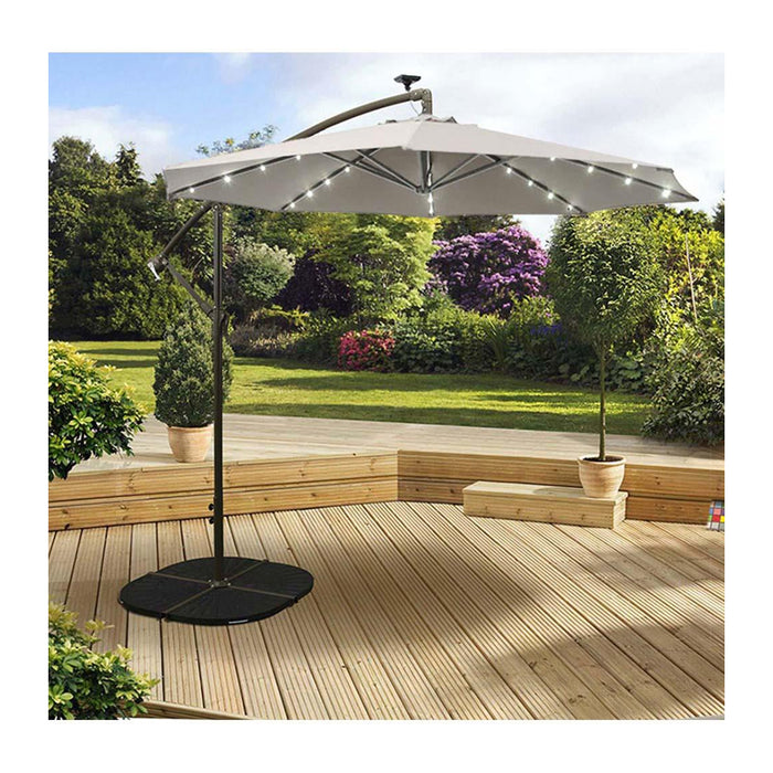 Beige Solar LED Overhang Parasol 2.7m