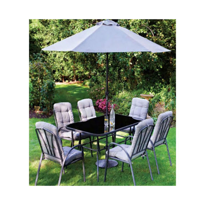 Madison 6 Seater Dining Set with Parasol