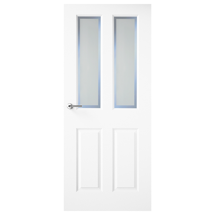 Hudson White Primed Door Etched Border Glass 78x30