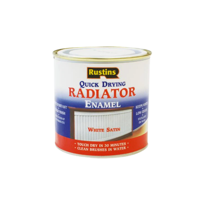 Rustins Quick Drying Radiator Enamel Satin White 250mL