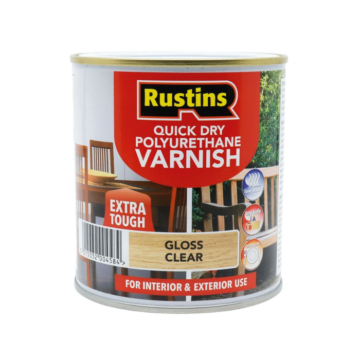 Rustins Quick Dry Polyurethane Varnish Clear Gloss 500mL