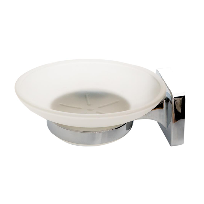 Tema Verona Frosted Glass Soap Dish Chrome