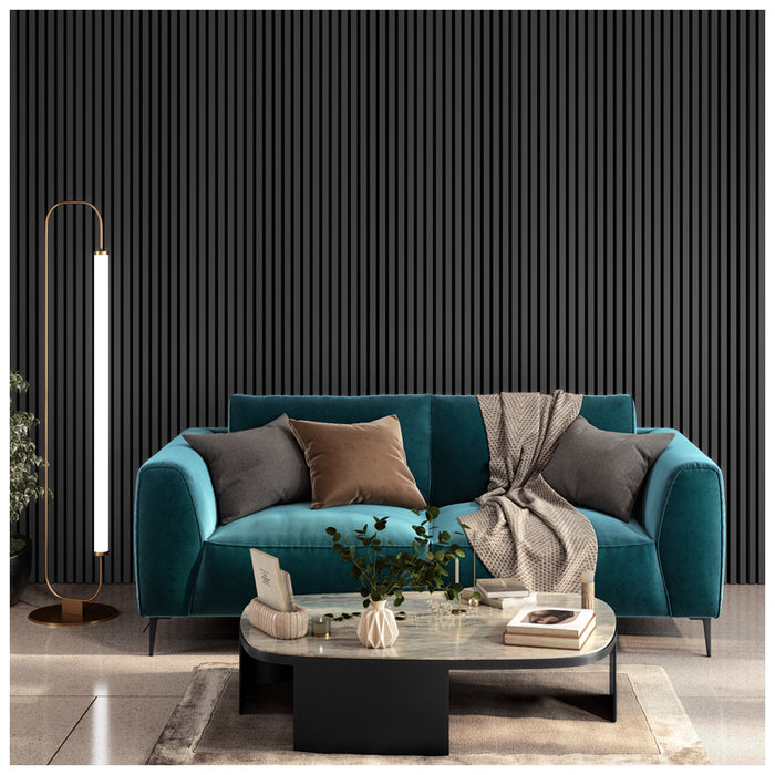 Dark Grey Acoustic Slat MDF Wall Panel 605x2400mm