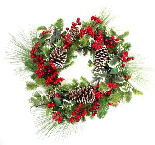 60cm Red Berry and Holly Christmas Wreath - General Hardware Supplies Homevalue