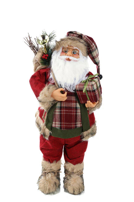 60cm Tartan Santa With Present - General Hardware Supplies Homevalue