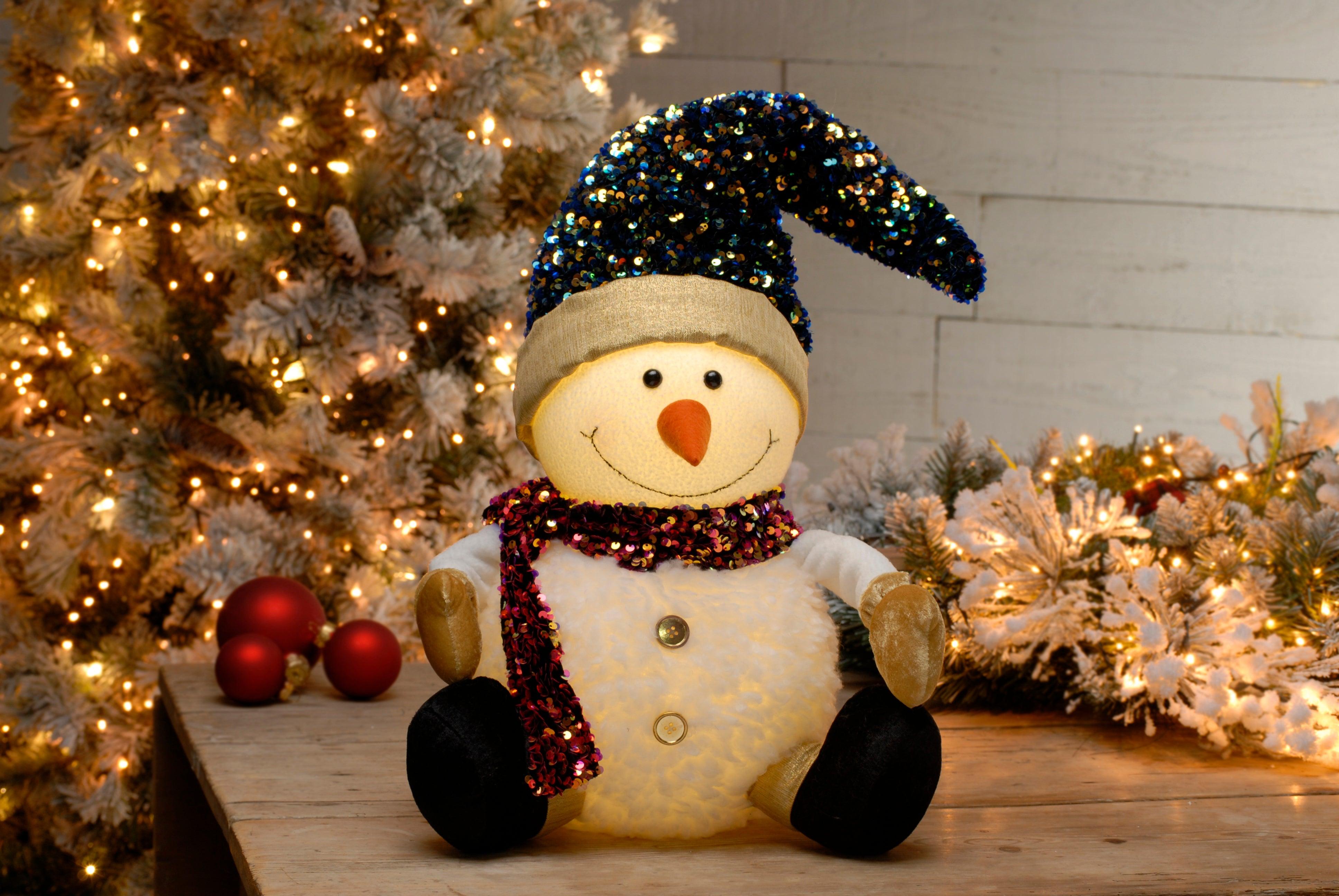 65Cm Battery Operated Sequin Hat Snowman - General Hardware Supplies Homevalue