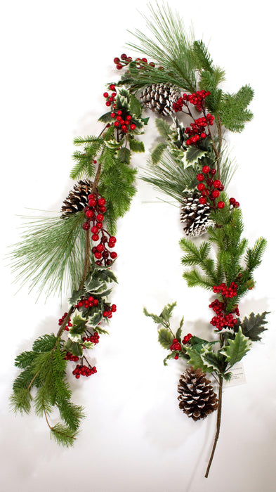 6ft / 180cm Red Berry and Holly Christmas Garland - General Hardware Supplies Homevalue