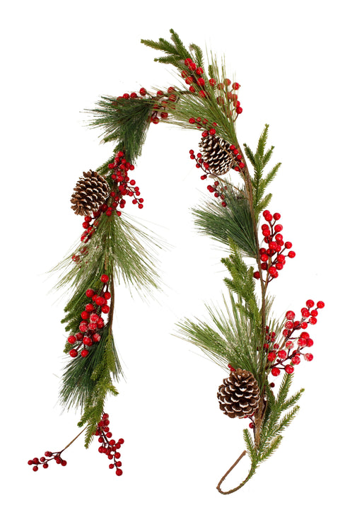 6ft / 180cm Red Berry and Pine Cone Christmas Garland - General Hardware Supplies Homevalue