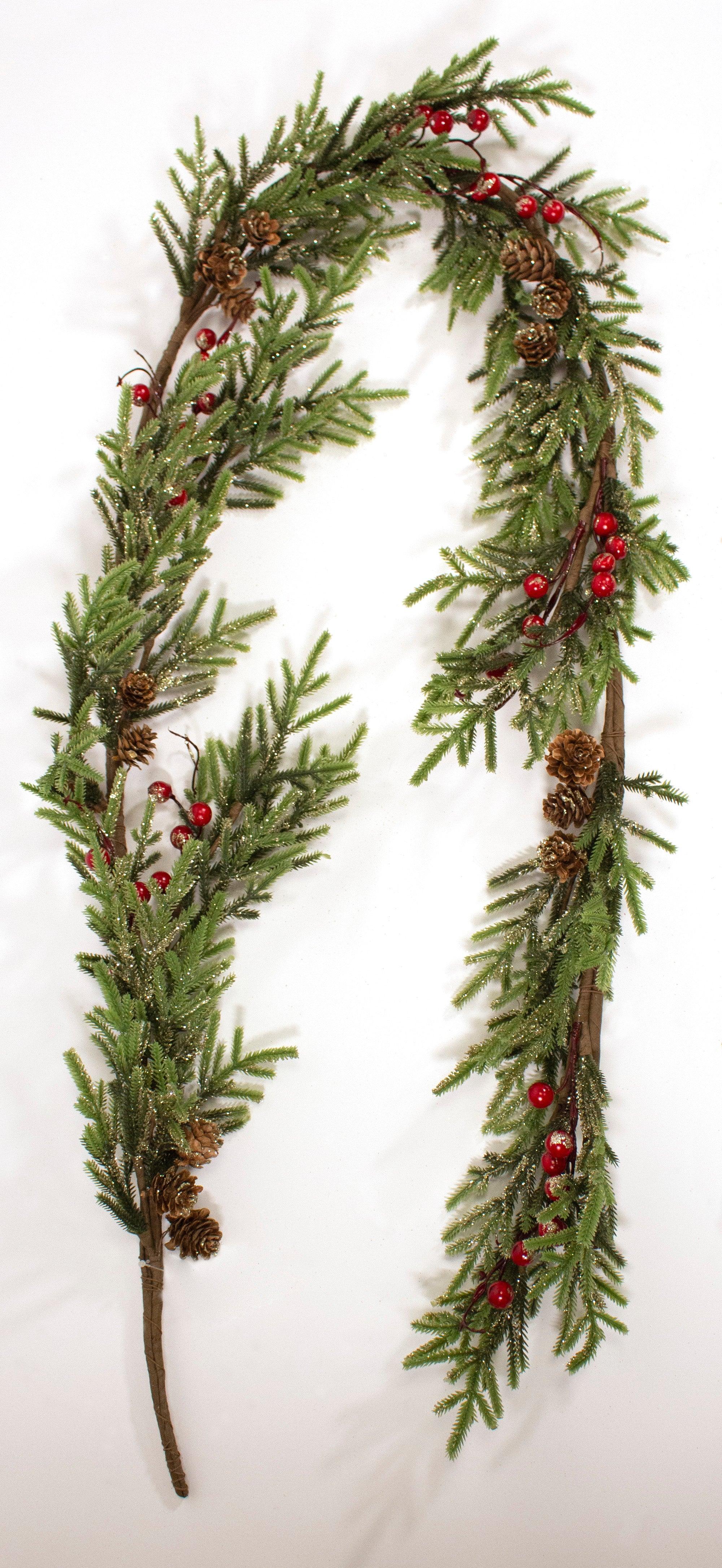 6ft / 180cm Red Berry Pine Christmas Garland - General Hardware Supplies Homevalue