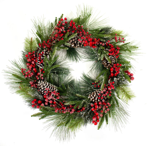 75cm Red Berry and Pine Cone Christmas Wreath - General Hardware Supplies Homevalue