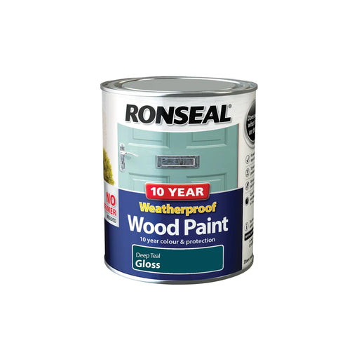 Ronseal 10 Year Weatherproof Paint Deep Teal Gloss 750ml - General Hardware Supplies Homevalue