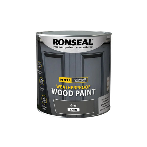 Ronseal 10 Year Weatherproof Paint and Primer Grey Satin 2-5L - General Hardware Supplies Homevalue