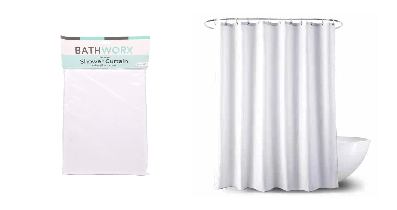 Bathworx Shower Curtain (White) - General Hardware Supplies Homevalue