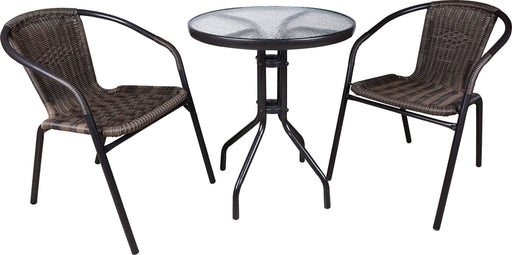 Bistro Set Rattan 2 Chairs (Stackable) & Table - General Hardware Supplies Homevalue