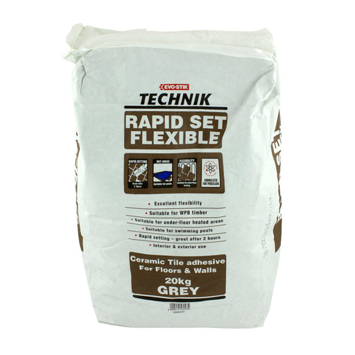 Evo-Stik Technik Rapidset Flexible Grey Tile Adhesive 20kg - General Hardware Supplies Homevalue