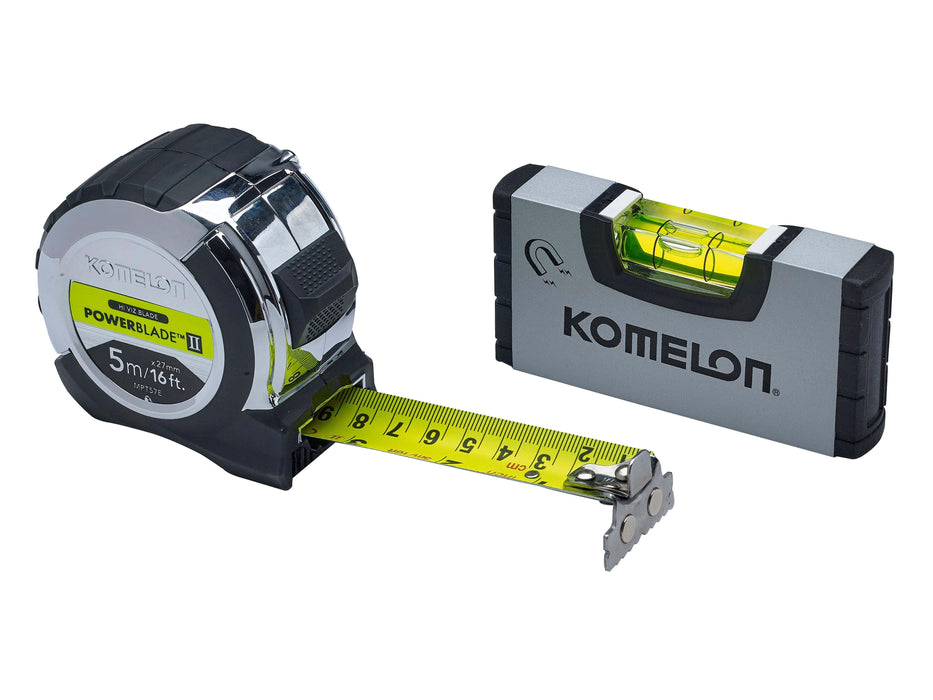 Komelon 5m (16ft) Tape with Mini-Level - General Hardware Supplies Homevalue