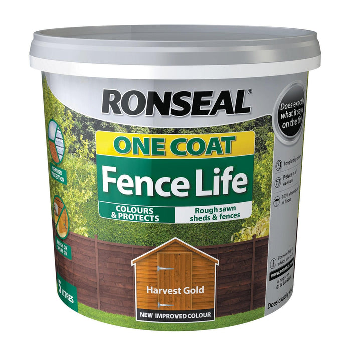 One Coat Fence Life 5L Harvest Gold - General Hardware Supplies Homevalue