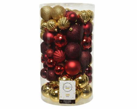 Pack of 100 Shatterproof Baubles Red and Gold - General Hardware Supplies Homevalue