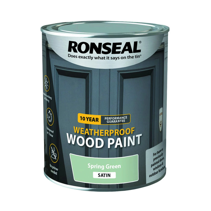 Ronseal 10 Year Weatherproof Wood Paint Spring Green Satin 2-5L - General Hardware Supplies Homevalue