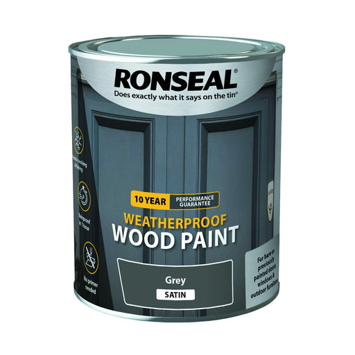 Ronseal 10 Year Weatherproof Paint Grey Satin 750ml - General Hardware Supplies Homevalue