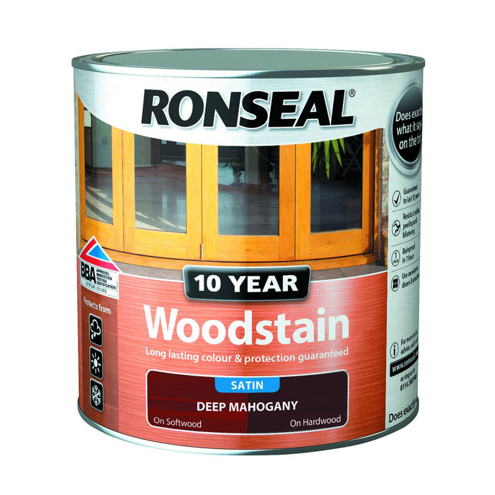 Ronseal 10 Year Woodstain Deep Mahogany 2-5L - General Hardware Supplies Homevalue