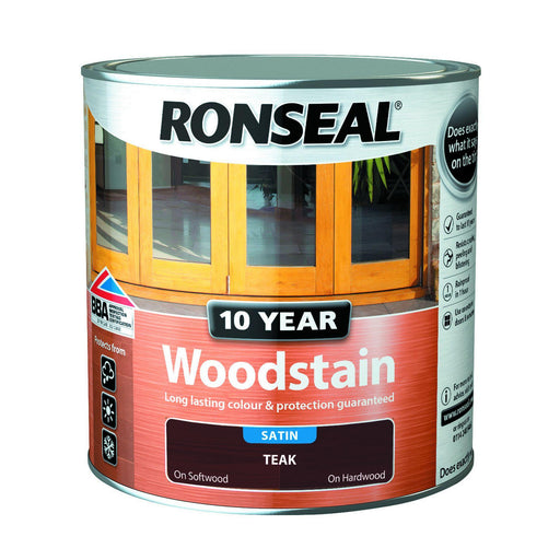 Ronseal 10 Year Woodstain Teak Satin 750ml - General Hardware Supplies Homevalue