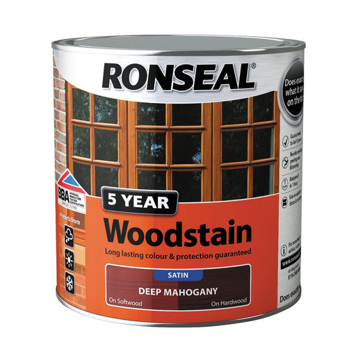 Ronseal 5 Year Woodstain 2.5L Deep Mahogany - General Hardware Supplies Homevalue