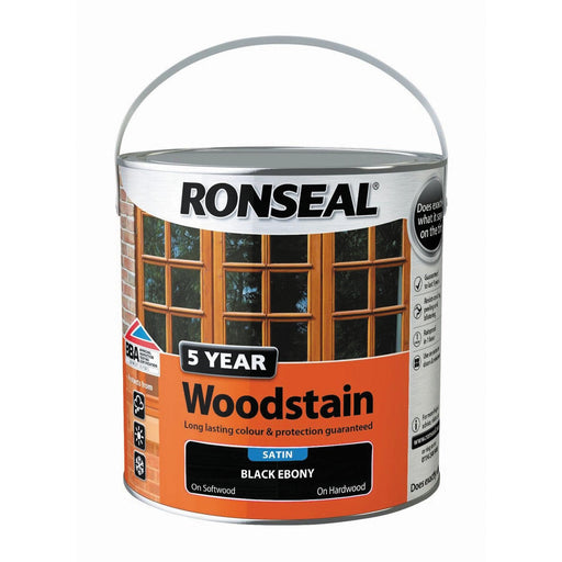 Ronseal 5 Year Woodstain 2.5L Ebony - General Hardware Supplies Homevalue