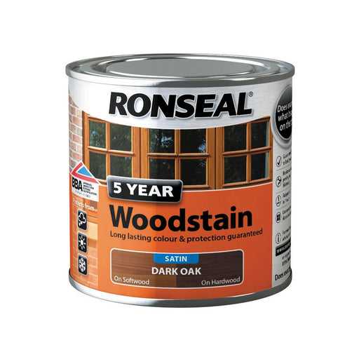 Ronseal 5 Year Woodstain 250ml Dark Oak - General Hardware Supplies Homevalue