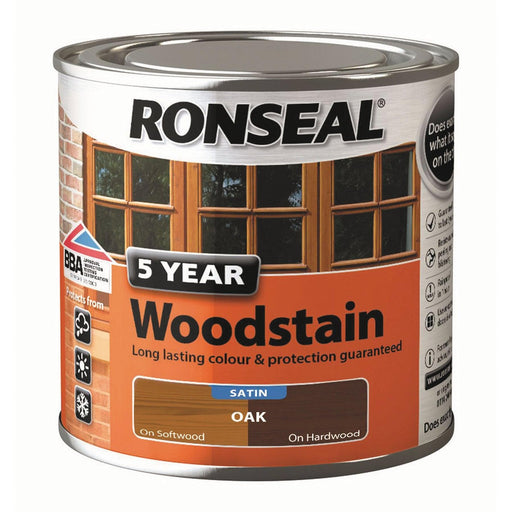 Ronseal 5 Year Woodstain 250ml Oak - General Hardware Supplies Homevalue