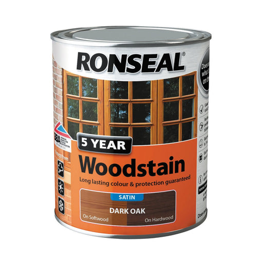 Ronseal 5 Year Woodstain 750ml Dark Oak - General Hardware Supplies Homevalue