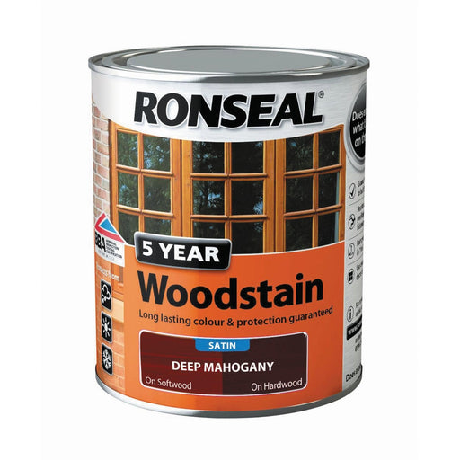 Ronseal 5 Year Woodstain 750ml Deep Mahogany - General Hardware Supplies Homevalue
