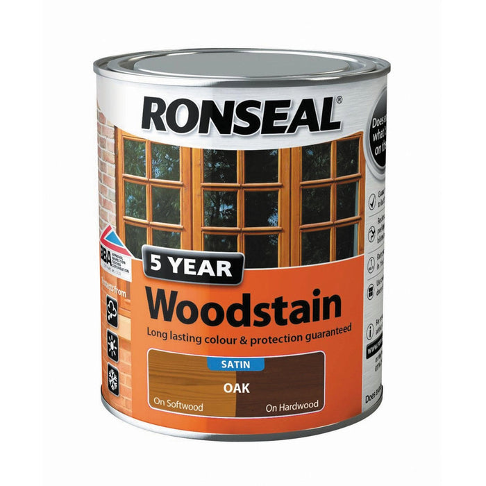 Ronseal 5 Year Woodstain 750ml Oak - General Hardware Supplies Homevalue