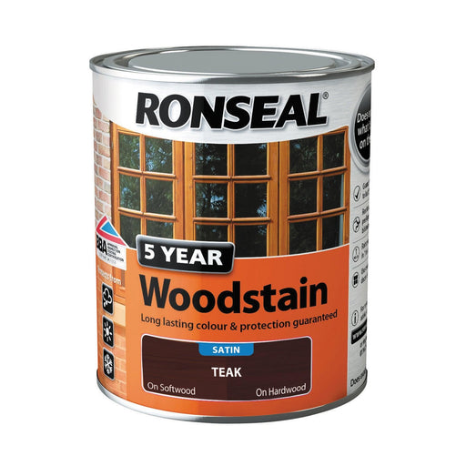 Ronseal 5 Year Woodstain 750ml Teak - General Hardware Supplies Homevalue