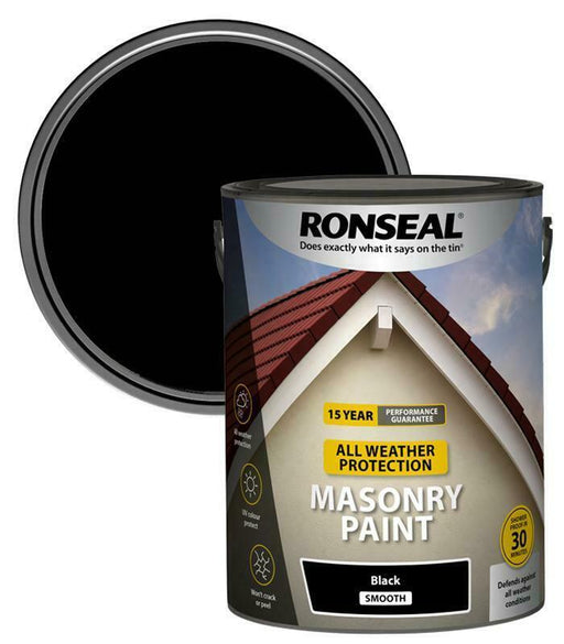 Ronseal All Weather Protection Masonry Paint Black 10L - General Hardware Supplies Homevalue