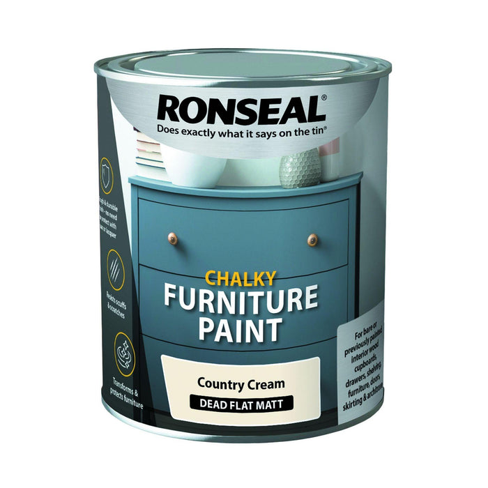 Ronseal Chalky Furniture Paint Country Cream 750ml - General Hardware Supplies Homevalue