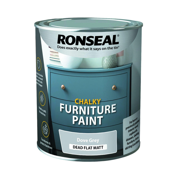 Ronseal Chalky Furniture Paint Dove Grey 750ml - General Hardware Supplies Homevalue