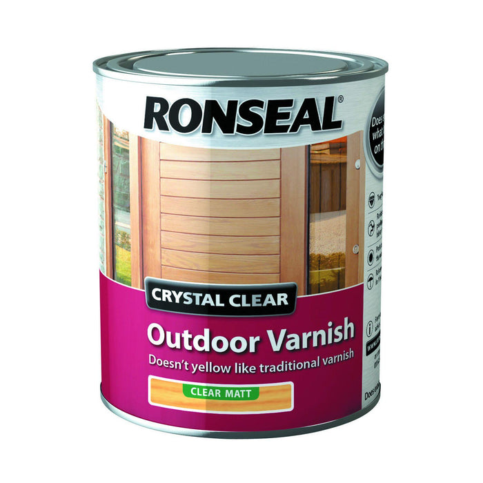 Ronseal Crystal Clear Outdoor Varnish Clear Matt 750ml - General Hardware Supplies Homevalue