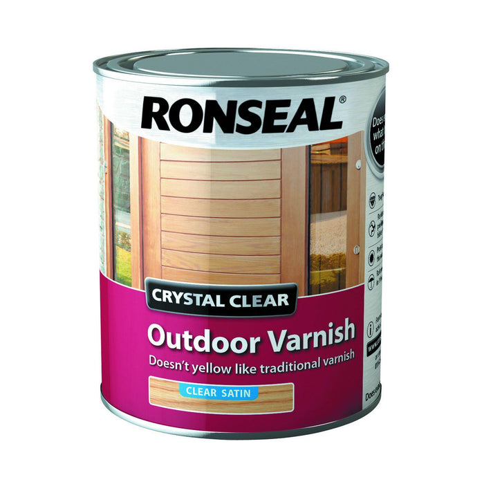 Ronseal Crystal Clear Outdoor Varnish Clear Satin 750ml - General Hardware Supplies Homevalue