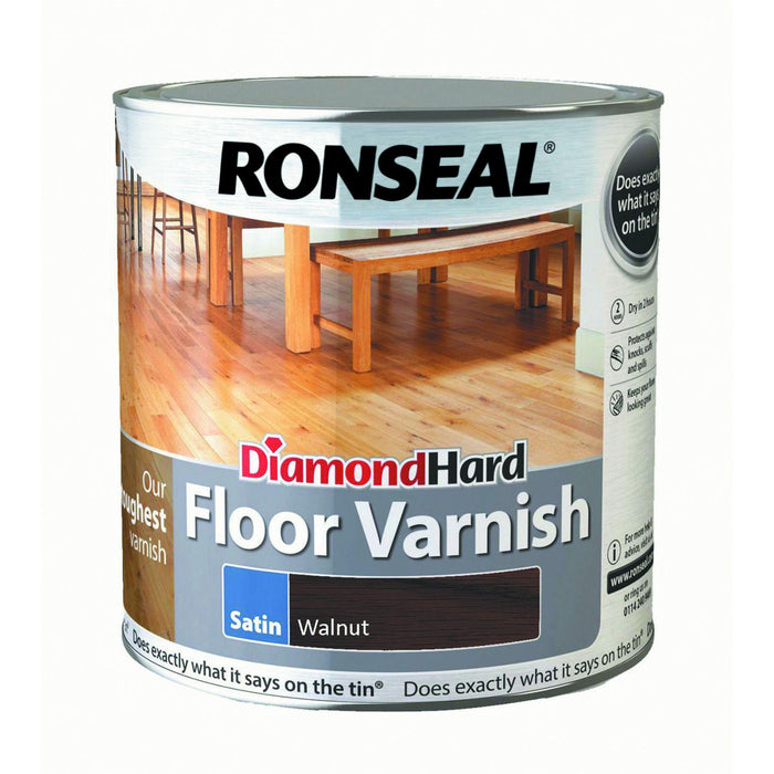 Ronseal Diamond Hard Floor Varnish Walnut Satin 2-5L - General Hardware Supplies Homevalue