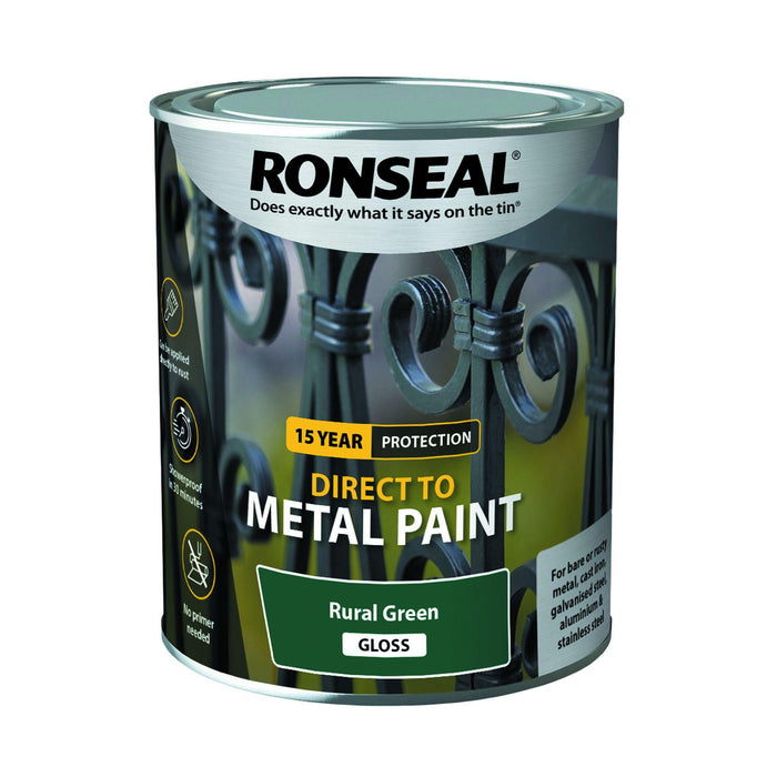 Ronseal Direct to Metal Paint Rural Green Gloss 2-5L - General Hardware Supplies Homevalue