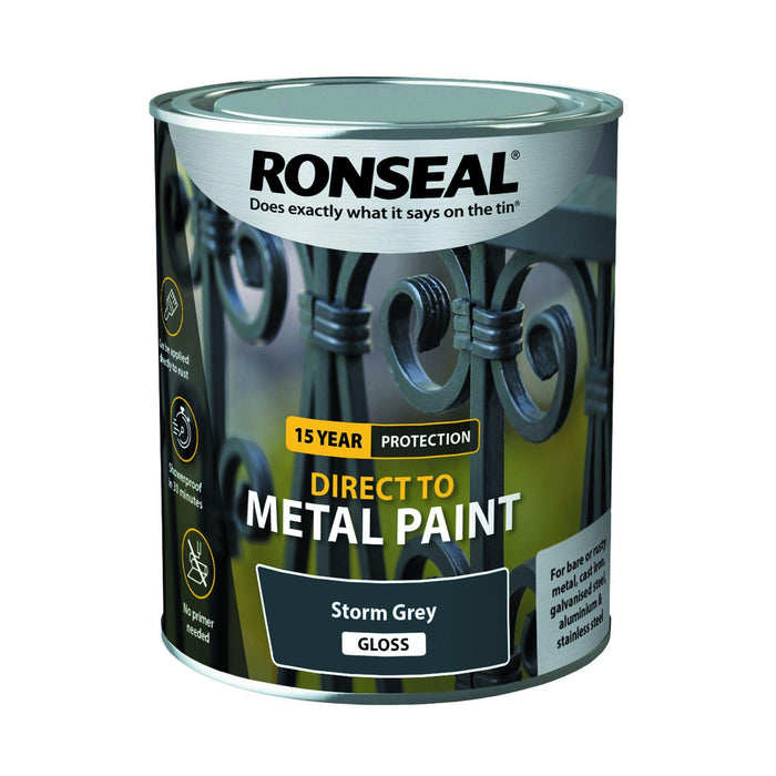 Ronseal Direct to Metal Paint Steel Grey Gloss 750ml - General Hardware Supplies Homevalue