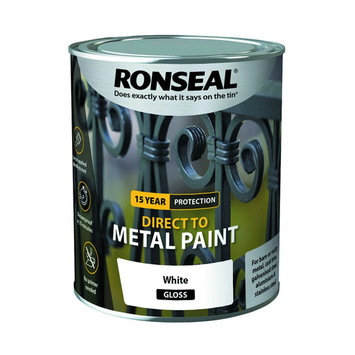 Ronseal Direct to Metal Paint White Gloss 2-5L - General Hardware Supplies Homevalue