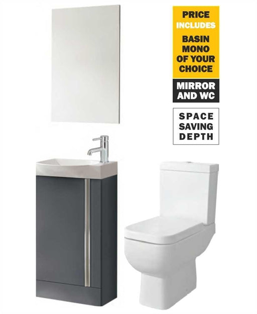Sonas 45 Prague Floor Gloss Grey Unit & Tap & S600 Wc - *Special Offer - General Hardware Supplies Homevalue