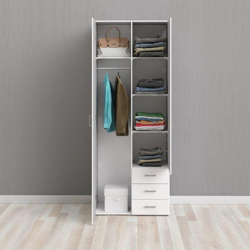 Space Wardrobe with 2 doors + 3 drawers White - General Hardware Supplies Homevalue