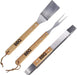 Three Piece BBQ Tools Set with Wooden Handles - General Hardware Supplies Homevalue